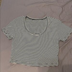 American Apparel Black and White Striped Crop Top
